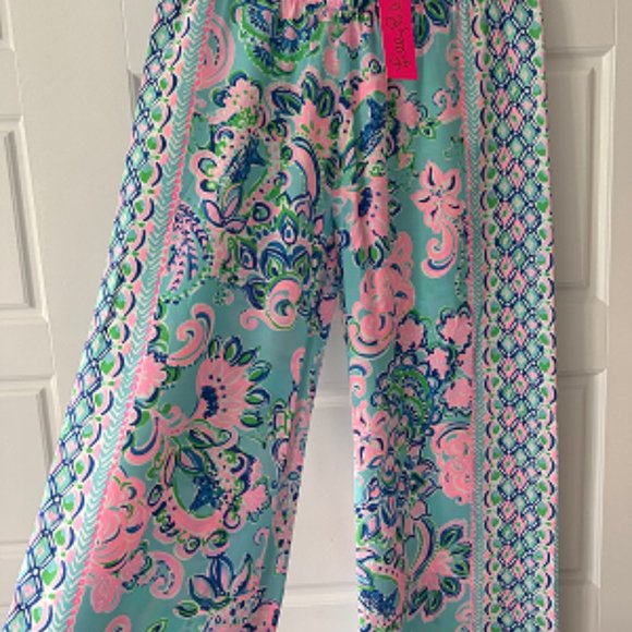 NWT Lilly Pulitzer Bal Harbour Palazzo Blue Horizon Jungle Sunrise, US size XS - Picture 2 of 9